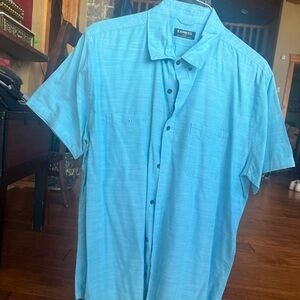 Express Blue Casual Button Down Shirt Lightweight